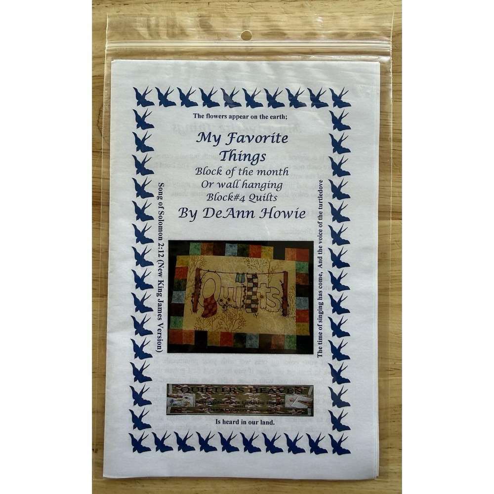 My Favorite Things Block Of The Month‎ Or Wall hanging Pattern Block #4 "Quilts"